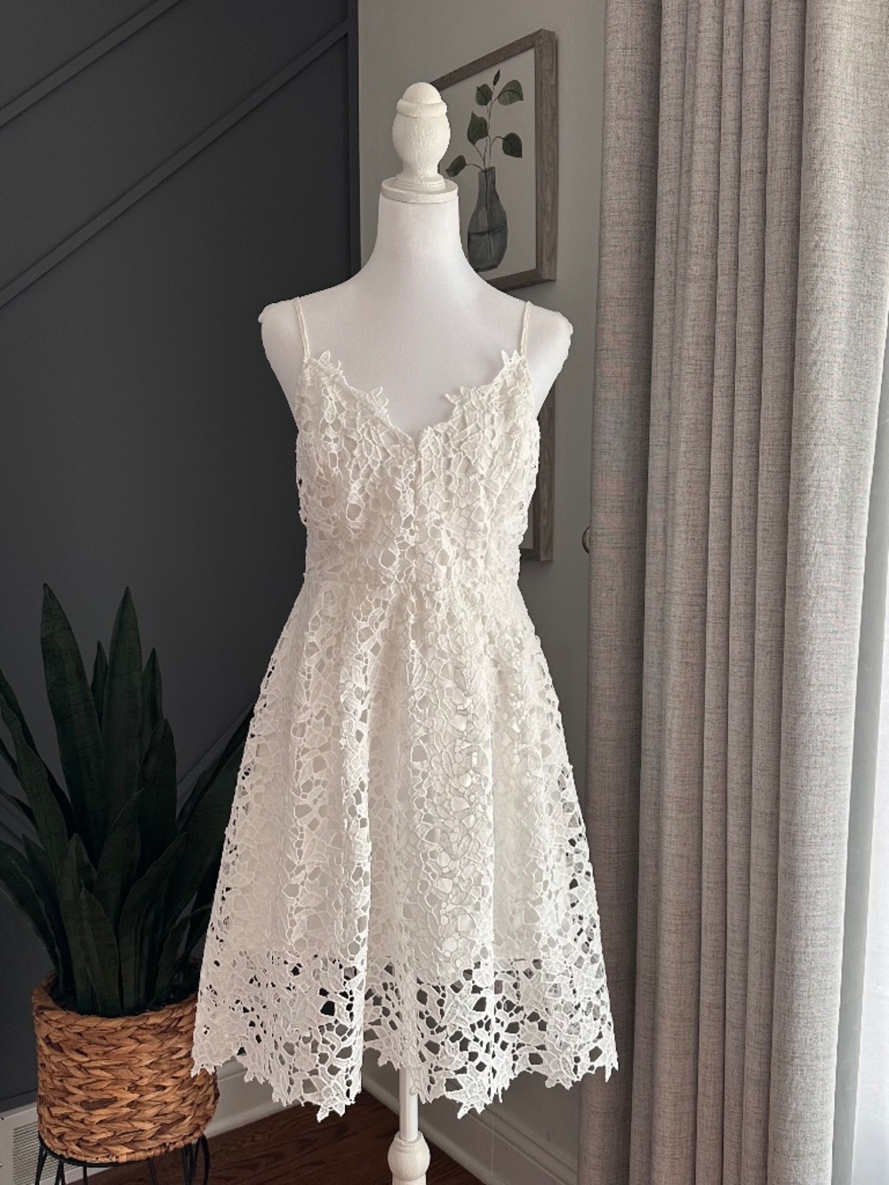 ASTR White Eyelet Coastal Midi Dress Size Large